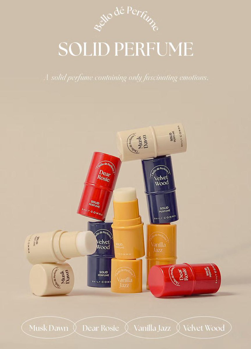 hanifah_sabilaa's tweet photo. OPEN JASTIP HANDCARRY DAISO KOREA 🇰🇷 // INA GO 🇮🇩

Dailycomma solid parfume balm
💵 75.000 DP 30.000
👉🏻 varian : 
White - musk dawn
Red - dear rosie
Blue - velved wood
Yellow - vanilla jazz

✅Bersih INA (est 50gr)
✅Group order WA
📍Surabaya
❗️Est sampai INA 12 juli 2025

tags jastip daiso korea handcarry juli parfume dailycomma