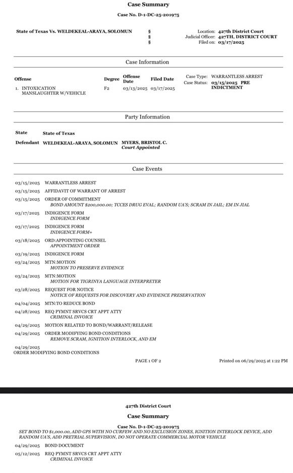 Do you remember this man? My thread and investigation on him went viral and was recognized by Sec. Sean Duffy? 

This is Solomun Weldekeal Araya, the 18-wheeler contract driver on a work visa from Ethiopia, who was arrested after a North Austin crash that claimed five lives,