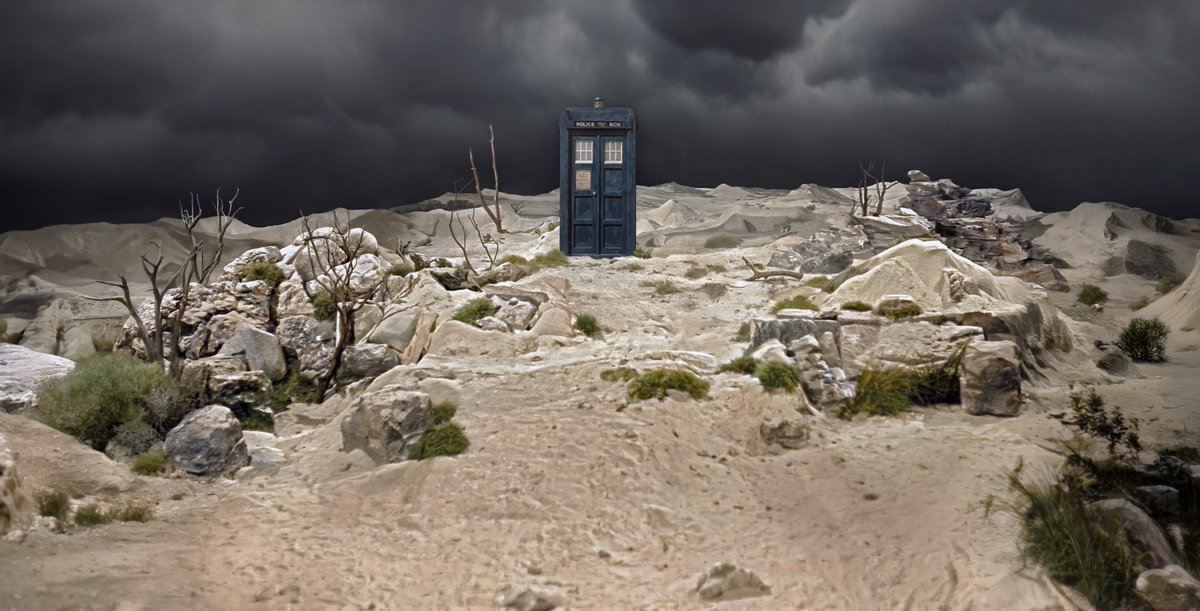 claytonhickman's tweet image. Hello. It’s been a while. How have you been?
Here’s some colourised/restored/expanded/tarted-up *places* from 1960s #DoctorWho.
We’ve got:
Dalek city model from ‘Evil’
Tombstone set from ‘Gunfighters’
Paleolithic plain set from ‘AUC’
Sensorite city painted backdrop
Enjoy!