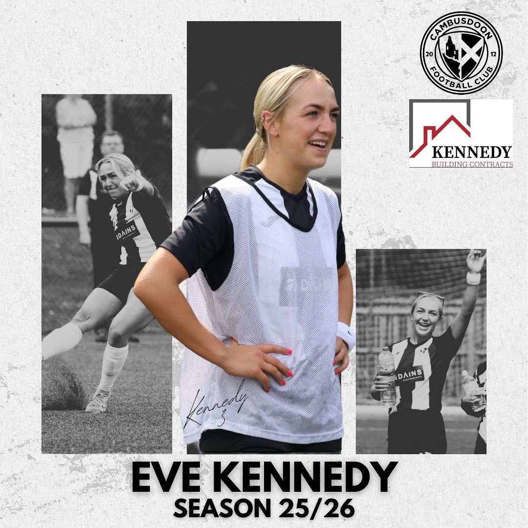 ⚽ Kennedy Reloaded!

Cambusdoon Ladies are delighted to confirm that Eve Kennedy has re-signed for the 2025/26 season!
off.

Eve will be sponsored by Kennedy Building Contracts. 

A big thank you to Kennedy Building Contracts for their continued support.