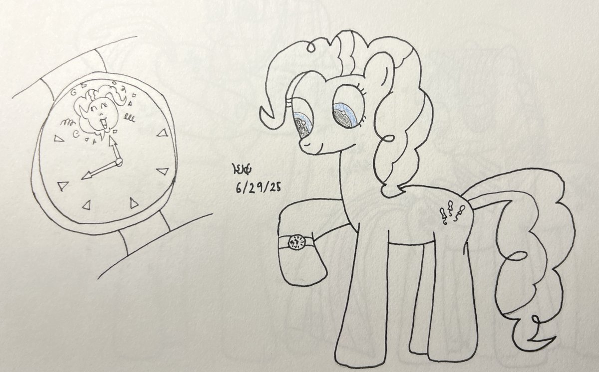 KevinHz19's tweet photo. Day 27: Draw a pony feeling the heat/Draw a pony with their eye on the clock
Pinkie Pie having her eye on the clock, or party watch for this matter. Almost party and happy time, Pinkie Pie. Just be patient. 😁
#NATG #NATGDay27 #mlp #mylittlepony https://t.co/2R4ZQhByXb