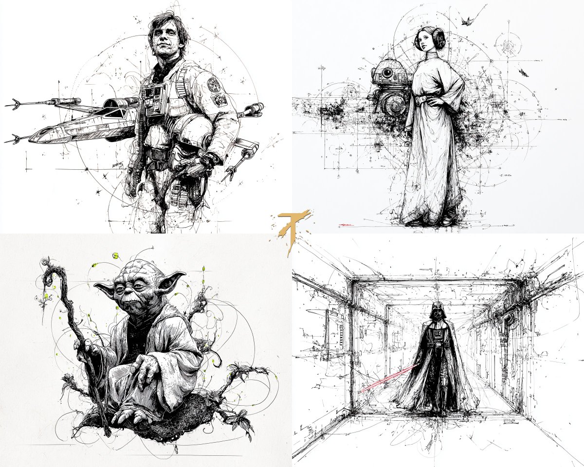 tisch_eins's tweet image. A lovely little sketch SREF. Scribble style. Have fun!

--sref 1213024741 --sv 6 

#midjourney #sref #aiart #tischeins