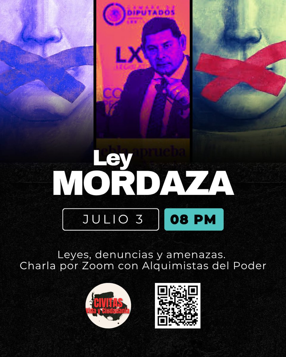 ApoloLycaon's tweet image. Participa en la charla sobre la #leymordaza. Entra al Qr para inscribirte. #mexico #censura #morena