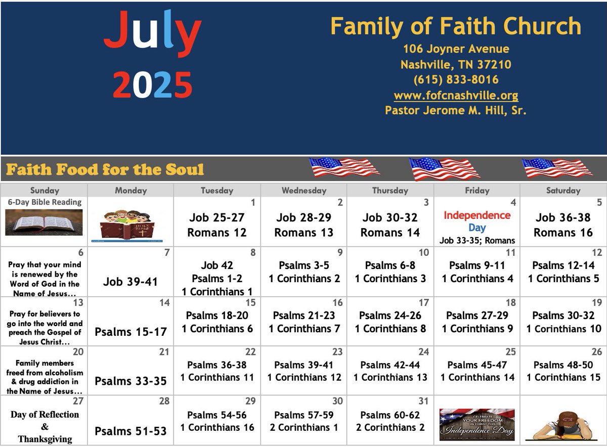 JesusIsDaTruth's tweet image. Check out the new 6-day Bible Reading Plan for July 2025. We would love for you to join us with our new 6-day Bible Reading Plan for 2025. Make a commitment to be Bible Reading Strong in 2025! Reading the Bible is a joyful habit in 2025 😀📖🙏🏼🔥✝️