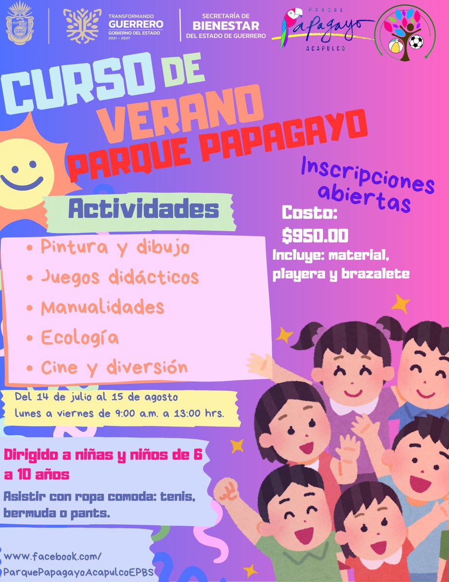 Mayores informes en las oficinas del Parque Papagayo de lunes a viernes de 9:00 a.m. a 14:00 hrs.