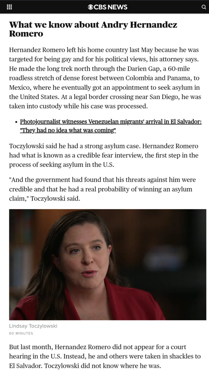 <a href="/RichardHanania/">Richard Hanania</a> <a href="/morgfair/">Morgan Fairchild</a> I still can't get Andry Hernandez Romero out of my mind. He's the gay make-up artist who fled persecution in Venezuela. He crossed the border legally to attend his pre-arranged asylum appt. But he was grabbed up &amp; disappeared in Bukele's torture prison.  From April 2025: