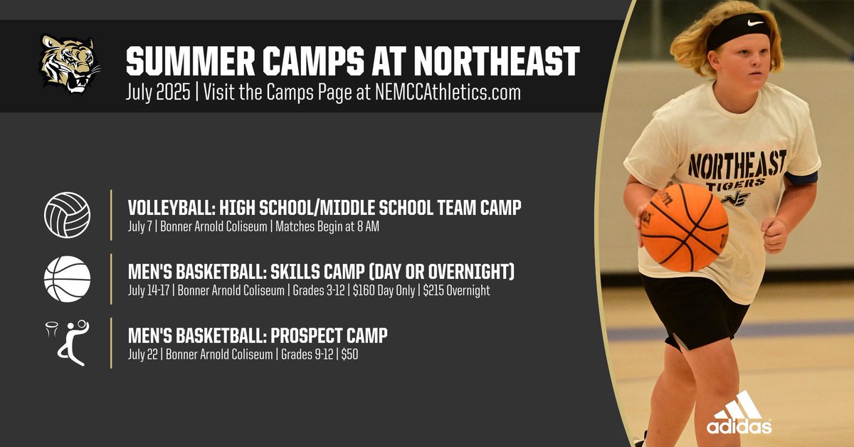 Northeast Tigers (@nemcctigers) on Twitter photo ATH | #NEMCCโs athletic programs take a break this week for the ๐บ๐ธ4th of July๐บ๐ธ
Time to look ahead to July, which will feature a pair of camps for <a href="/NEMCCBasketball/">NEMCCMen'sBasketball</a> & <a href="/NEMCCVB/">Northeast Volleyball</a>โs annual team camp!
๐ฐ bit.ly/NESummerCamps25
๐ bit.ly/NECampsCentral
๐ฏ #TigerTown ATH | #NEMCCโs athletic programs take a break this week for the ๐บ๐ธ4th of July๐บ๐ธ
Time to look ahead to July, which will feature a pair of camps for <a href="/NEMCCBasketball/">NEMCCMen'sBasketball</a> & <a href="/NEMCCVB/">Northeast Volleyball</a>โs annual team camp!
๐ฐ bit.ly/NESummerCamps25
๐ bit.ly/NECampsCentral
๐ฏ #TigerTown