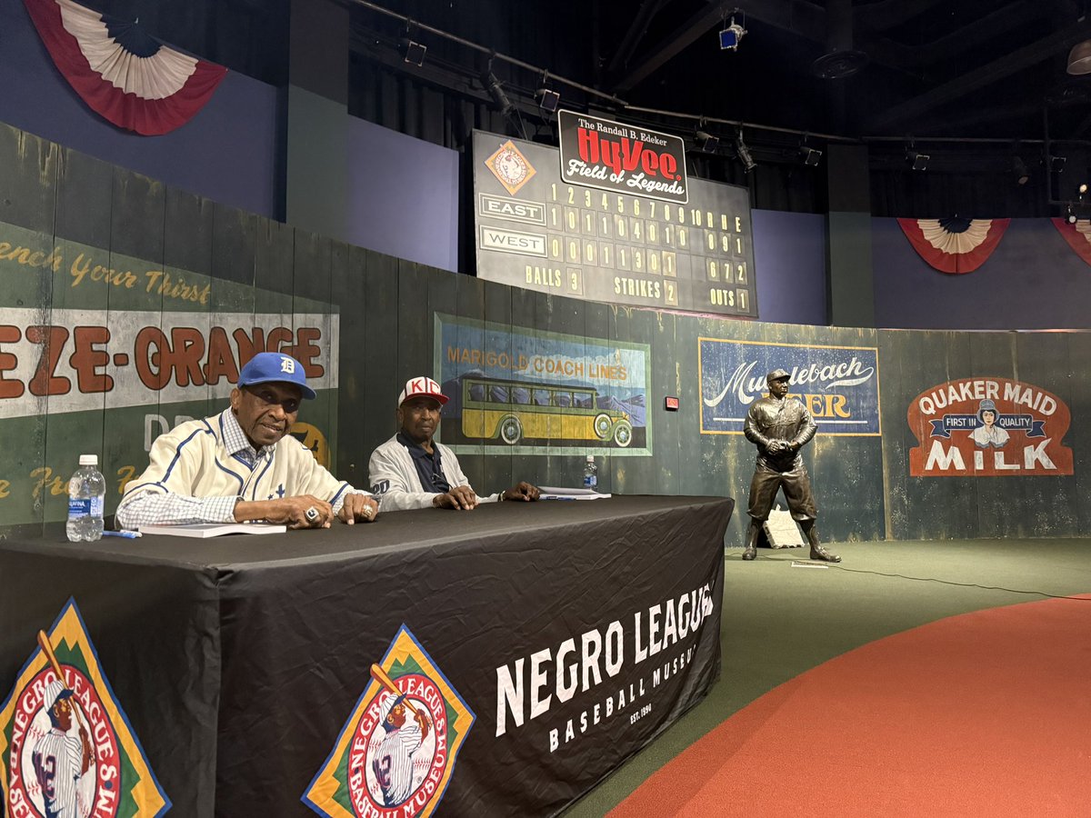 Negro Leagues Baseball Museum (@nlbmuseumkc) on Twitter photo Big day yesterday at the Negro Leagues Baseball Museum for the annual <a href="/Royals/">Kansas City Royals</a> Salute to the Negro Leagues weekend!
Kicked it off with an autograph signing with former Negro Leaguers Sam Allen and Pedro Sierra!
We cherish having them in Kansas City!
#NLBM | #FountainsUp Big day yesterday at the Negro Leagues Baseball Museum for the annual <a href="/Royals/">Kansas City Royals</a> Salute to the Negro Leagues weekend!
Kicked it off with an autograph signing with former Negro Leaguers Sam Allen and Pedro Sierra!
We cherish having them in Kansas City!
#NLBM | #FountainsUp