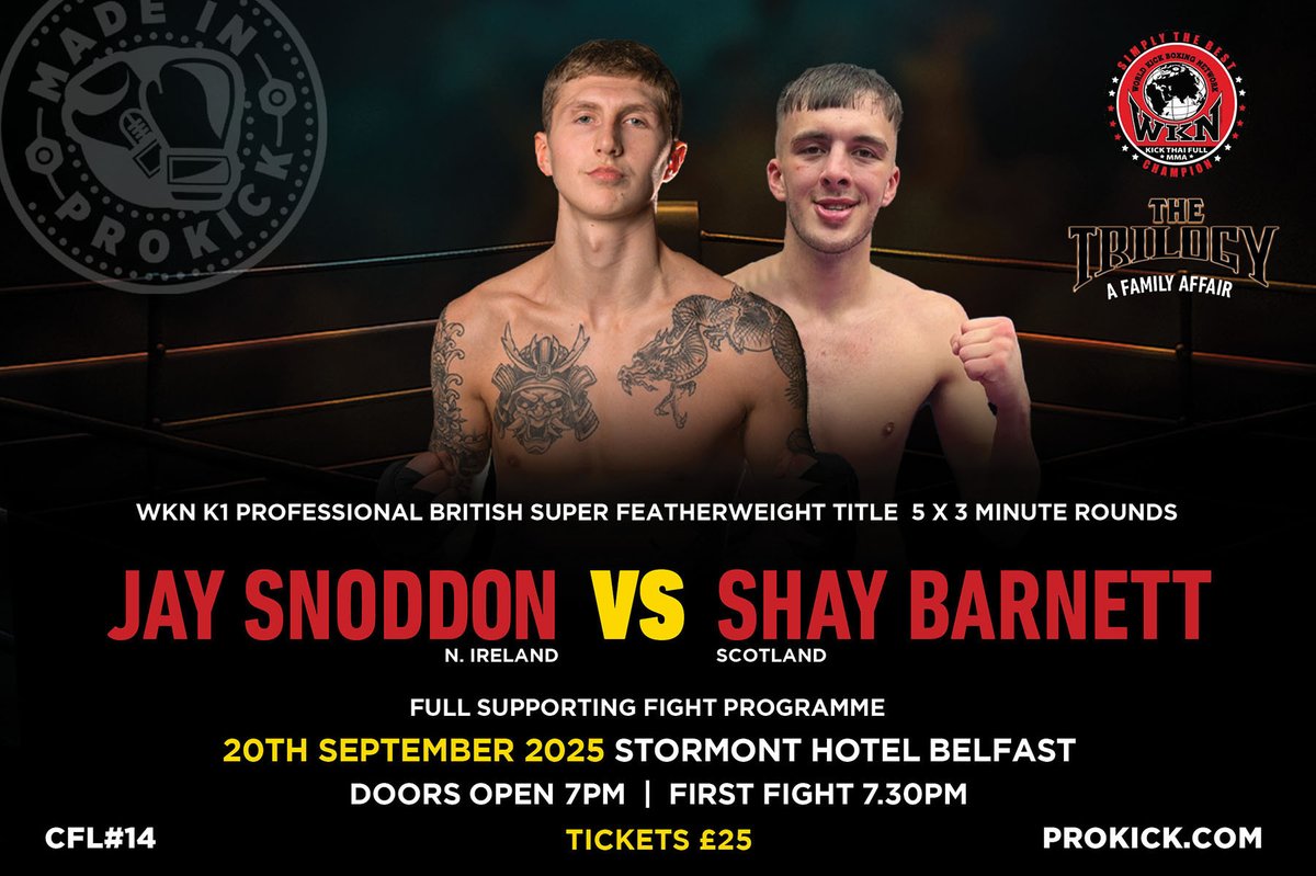 Jay Snoddon is a man on a mission as he prepares for his eighth professional fight. Snoddon will face Scotland's Shay Barnett for the British super featherweight title in a thrilling matchup

prokick.com/news/belfast-s…