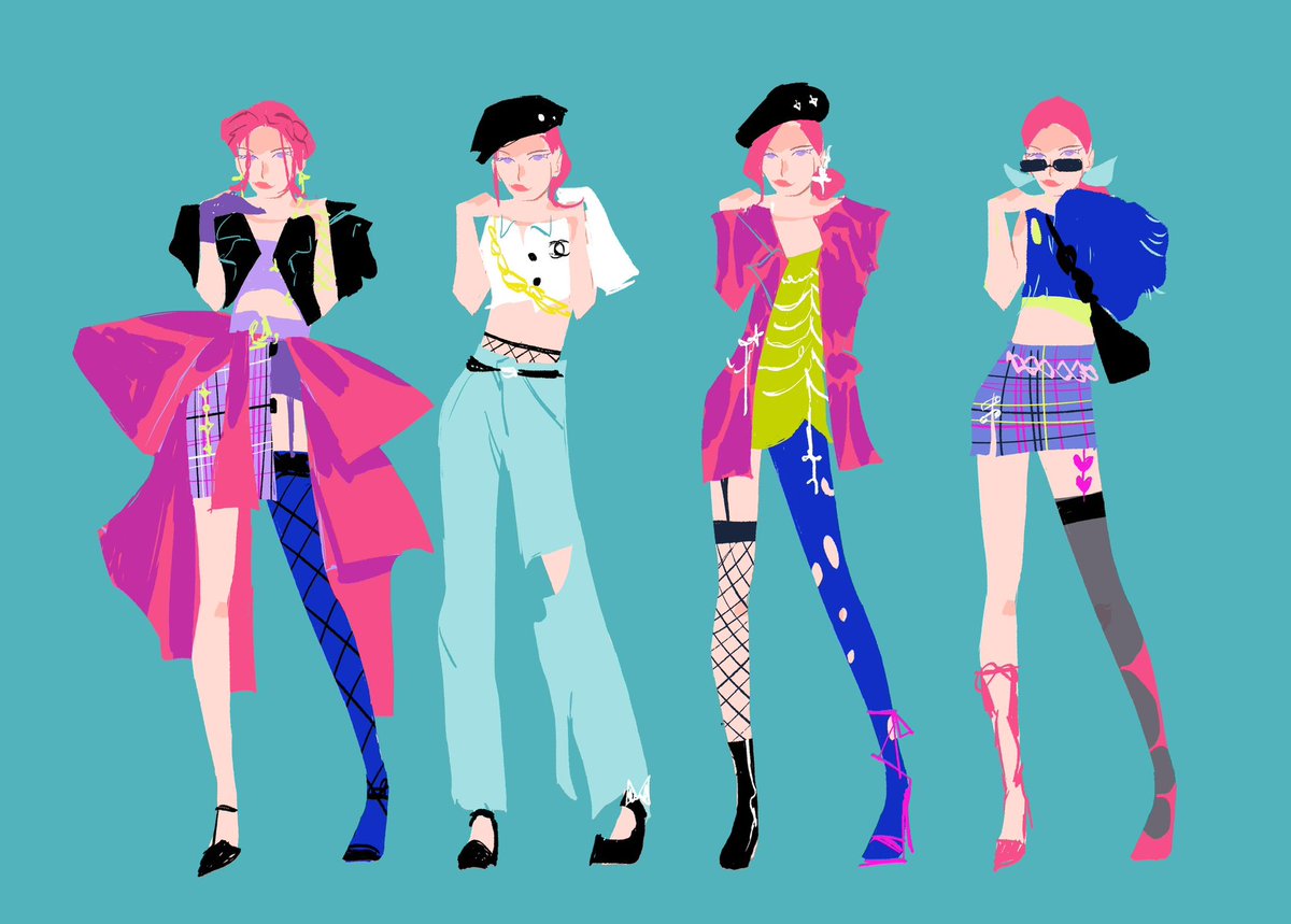 galaxyspeaking's tweet image. Concept art for Rumi, Zoey and Mira’s fashion (pt.2) #KPOPDEMONHUNTERS
