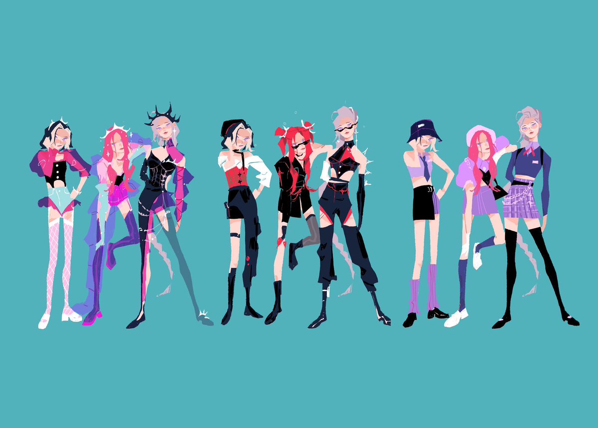 galaxyspeaking's tweet image. Concept art for Rumi, Zoey and Mira’s fashion (pt.2) #KPOPDEMONHUNTERS