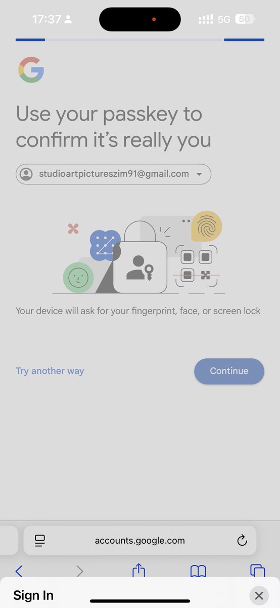 studioartpics's tweet photo. @Google If I press try another way it’s keeps show passkey I didn’t put so really need help to recover my account https://t.co/pv4tSNsq6a