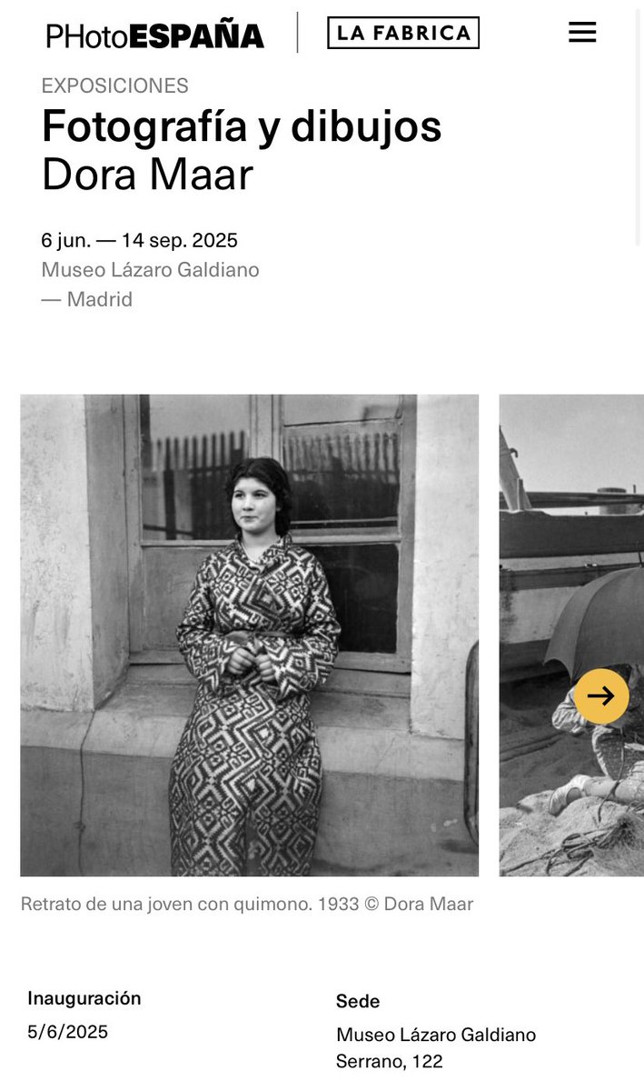 meia30's tweet image. #Exposición Fotografía y dibujos Dora Maar - @photoespana
📍 @Museo_Lazaro 

#DoraMaar, artista por méritos propios que fotografió, dibujó, escribió, hizo collages y pintó.

6 jun. — 14 sep. 2025

📲
phe.es/exposicion/fot…