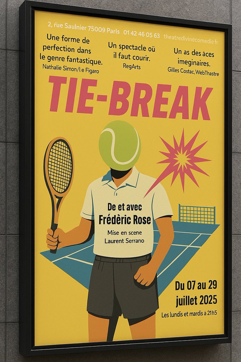 FredericRose75's tweet image. « Son humour qui se mange froid le place dans le peloton de tête au classement ATP des
comiques. C’est un as des aces imaginaires. » WebThéâtre 
Pensez à réserver !!
#theatre #seulenscene #humour #absurde #sortiràparis #comedie

ladivinecomedie.qidoon.com/events/3403