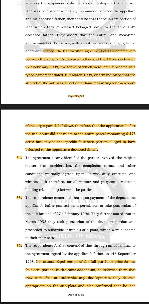 KensonMutethia's tweet photo. Once a CLE Civi Litigation Q1: When does the statutory period for adverse possession begin to run where adverse possession arises out of a sale agreement?

CoA: Only after full payment: upon full payment of purchase price occupation is no longer by permission granted by seller. https://t.co/h4wfTuwgx9