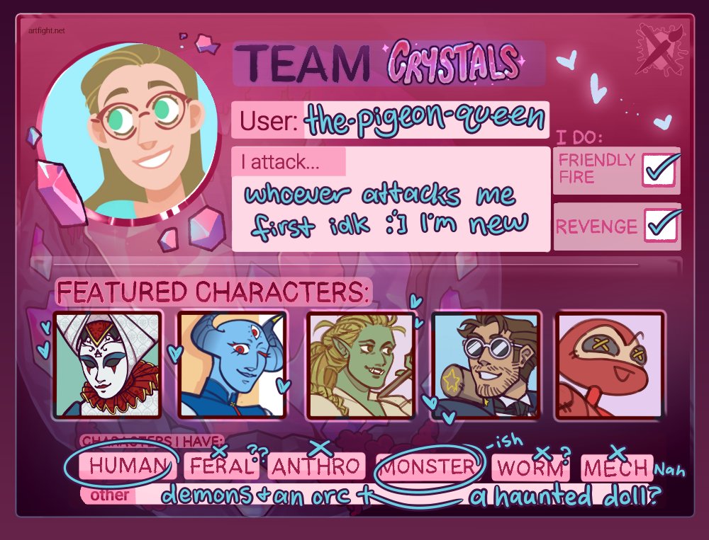 flyinlaboratory's tweet image. My first year on artfight :]! I&apos;ve got an oc from Ghost, an oc from Fallout, an oc from Team Fortress 2, a D&amp;amp;D oc, and a completely original oc :]