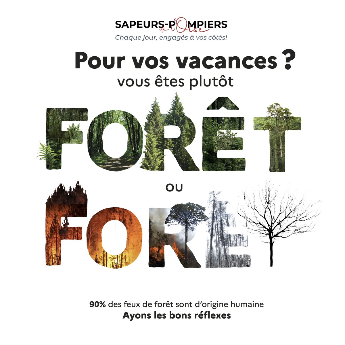 #Prévention 🔥 #Feux de #forêts
90 % des incendies sont d’origine humaine. Adoptons les bons réflexes, évitons le pire. Cette semaine découvrez chaque jour, les bons réflexes sur les pages #pompiers60.