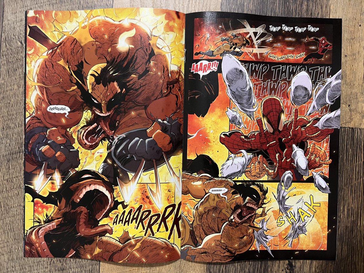 bkthd's tweet image. Spider-Man & Wolverine #2: Kaare Andrews in peak form on this one. Damn that action/art is awesome. Intriguing story to boot but damn the art alone is worth the price of admission. W:#MarcGuggenheim A:#KaareAndrews C:#BrianReber @MarvelComicsHQ #comics