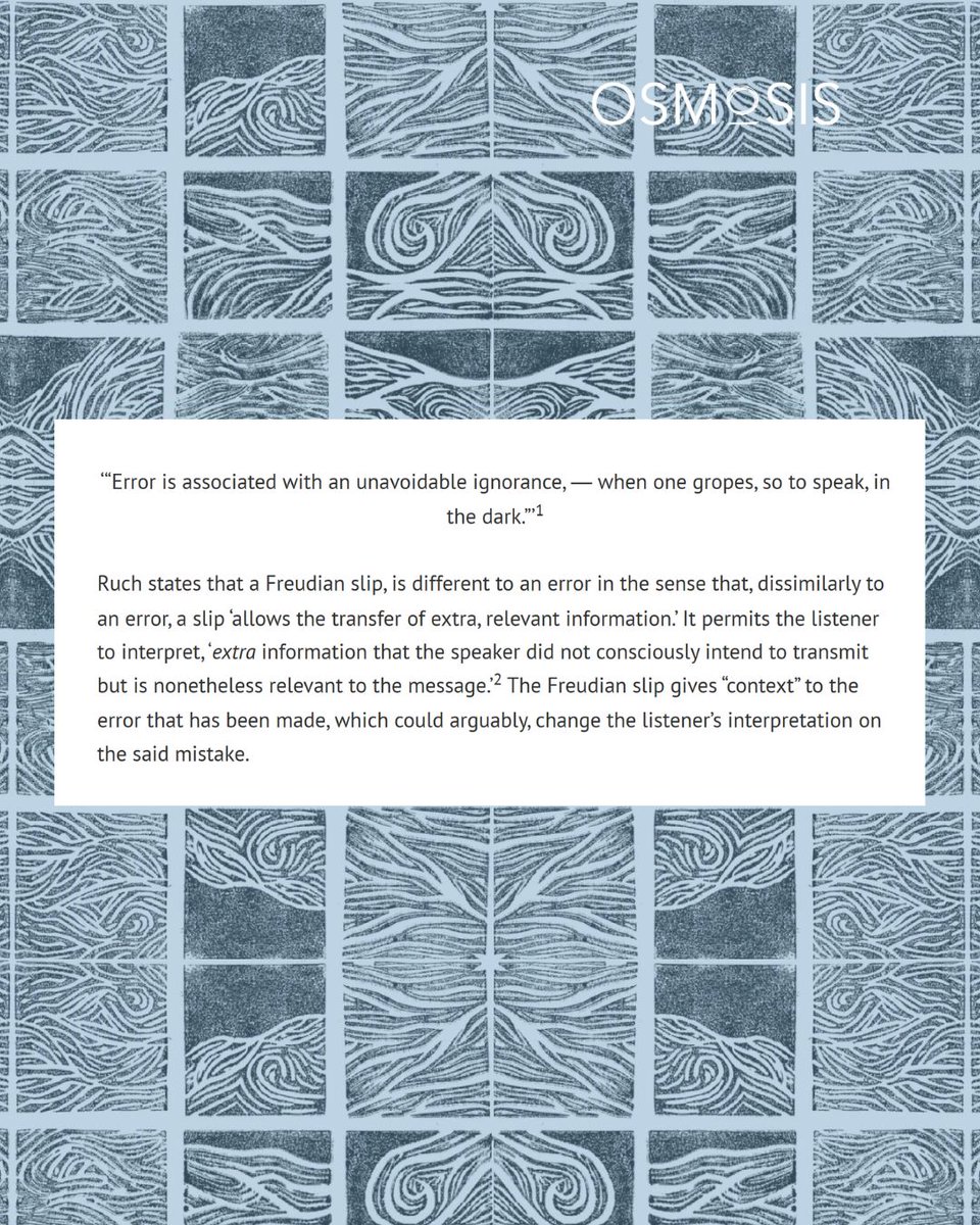This week Osmosis is delighted to feature an excerpt from 'The Rat Man' by Lucie Staniek. Opening with a quotation from Literature and Error: A Literary take on Mistakes and Errors, this ‘post-critical essay’ focuses its attention on the ‘“Nixon slip”’. As Nixon himself (1/6)