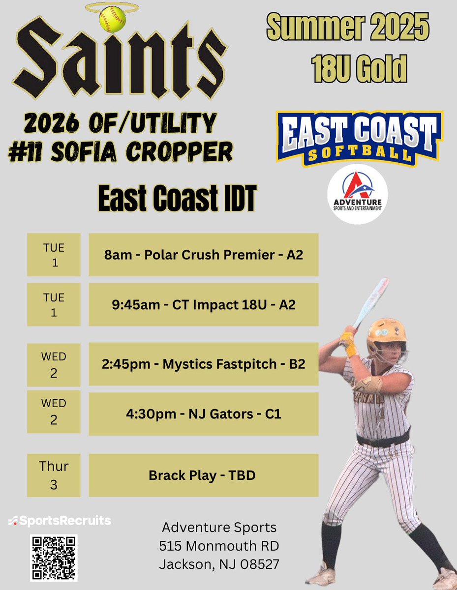 SCropper2026's tweet photo. East Coast IDT Showcase this week!
@HCrossSB @UConnSoftball @COC_Softball @Lafayette_SB @UTampaSoftball #softballrecruit https://t.co/ZG54cKlmtV
