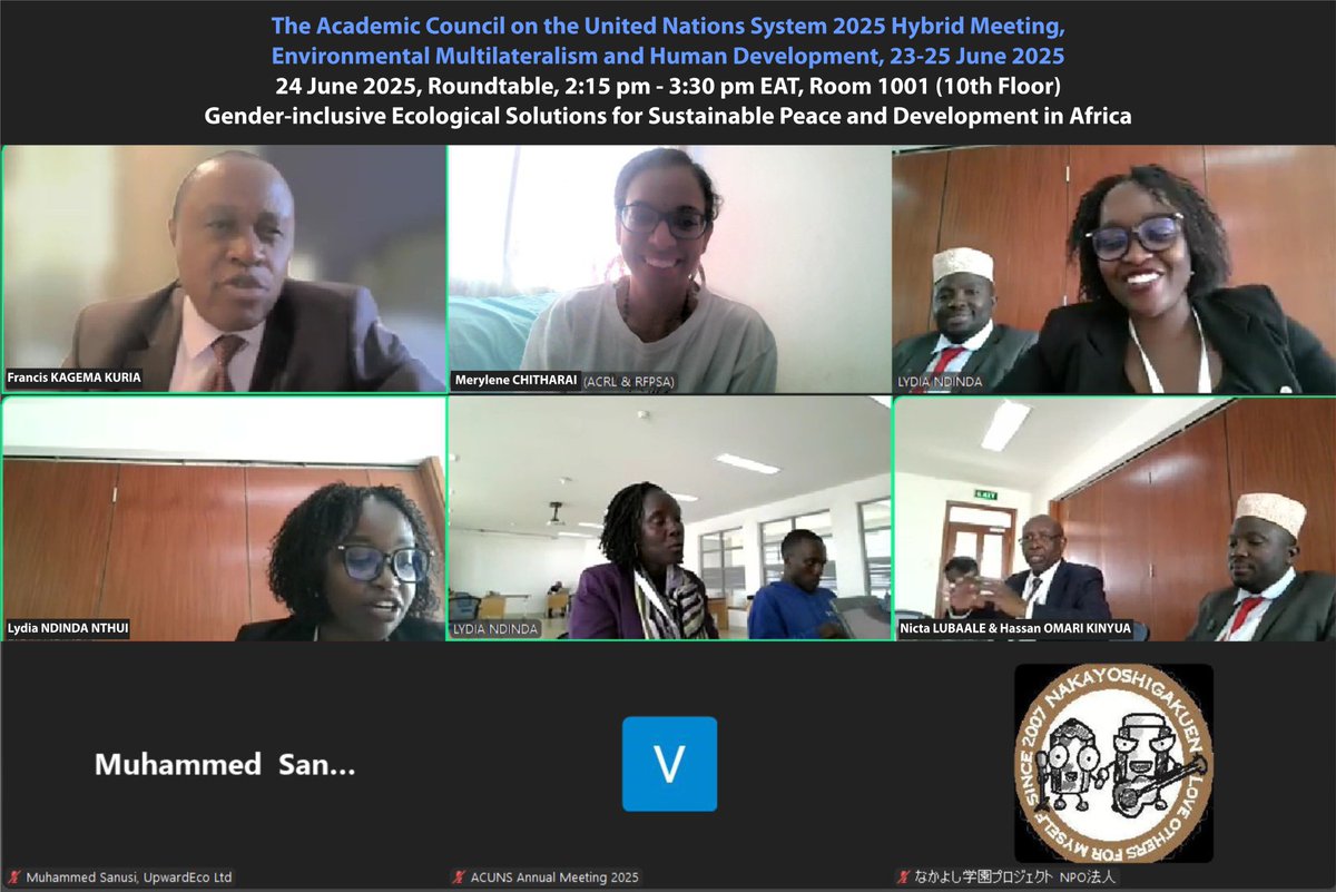 CMerylene's tweet image. The Academic Council of the United Nations System (ACUNS) Annual 2025 Hybrid Meeting, 23 to 25 June 2025 in Kenya, Nairobi. African Council of Religious Leaders - Religions for Peace Roundtable, Gender-inclusive Ecological Solutions for Sustainable Peace & Development in Africa.
