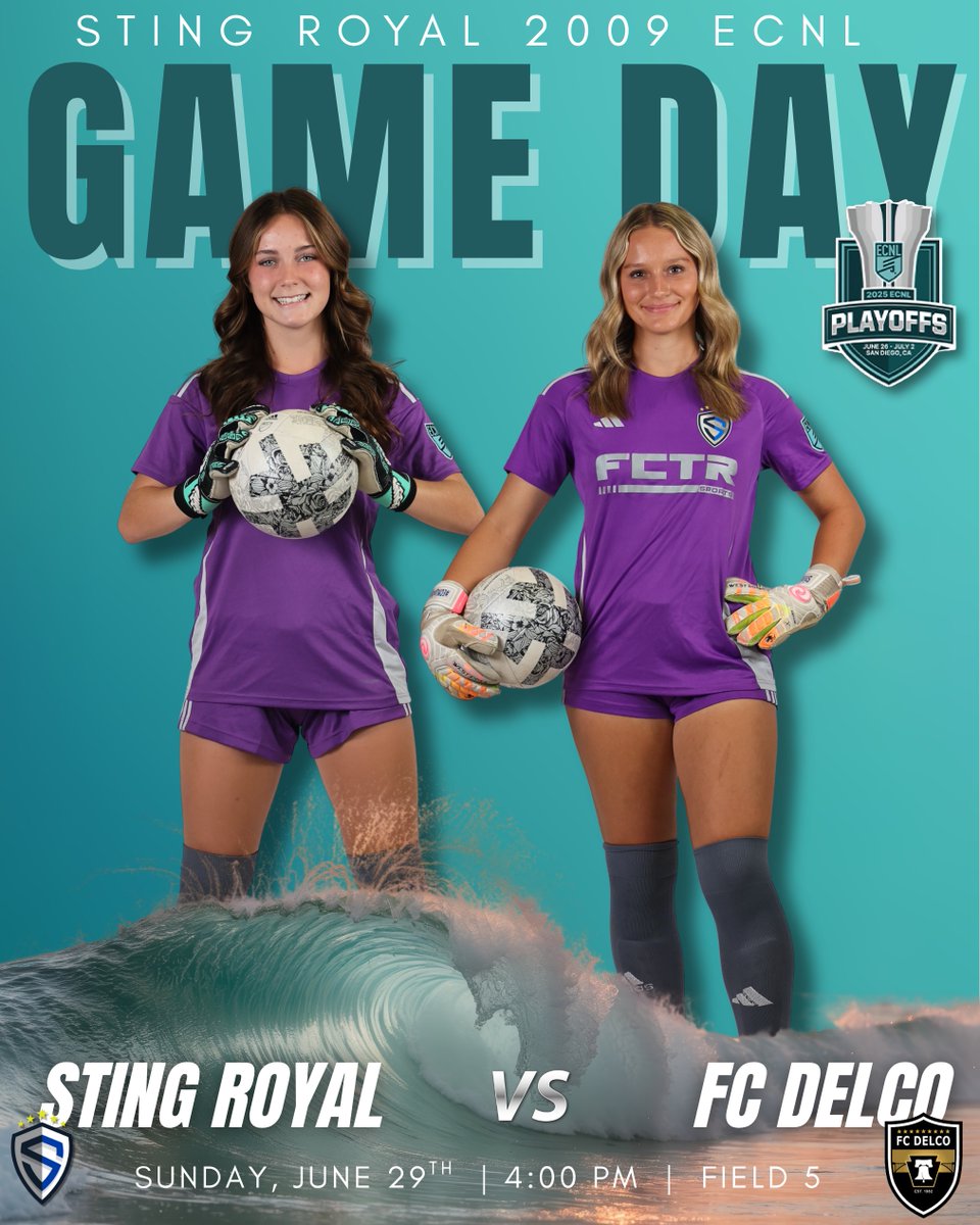 StingECNL09's tweet image. It’s Game Day! LET’S GO!!!!
🆚️ FC Delco
⏰️ 4:00PM PT
🏟 Surf Cup Sports Park Field 5