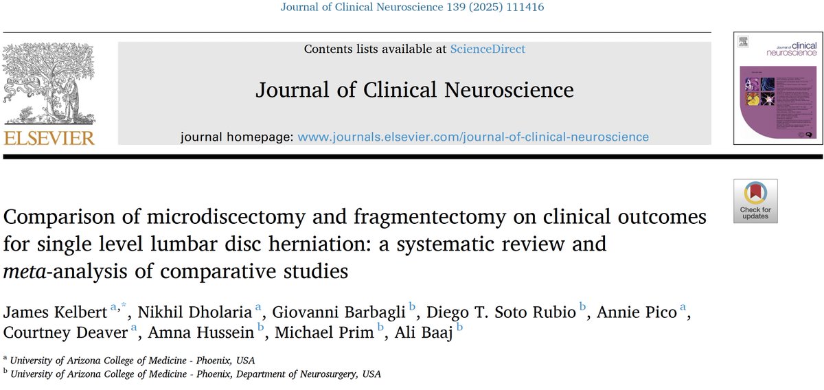 Giovanni Barbagli, MD. ⭐️ ⭐️ (@jobasketman) on Twitter photo Check this out! Another #research from the #spineTeam <a href="/BannerHealth/">Banner Health</a>! #Neurosurgery
sciencedirect.com/science/articl… Check this out! Another #research from the #spineTeam <a href="/BannerHealth/">Banner Health</a>! #Neurosurgery
sciencedirect.com/science/articl…