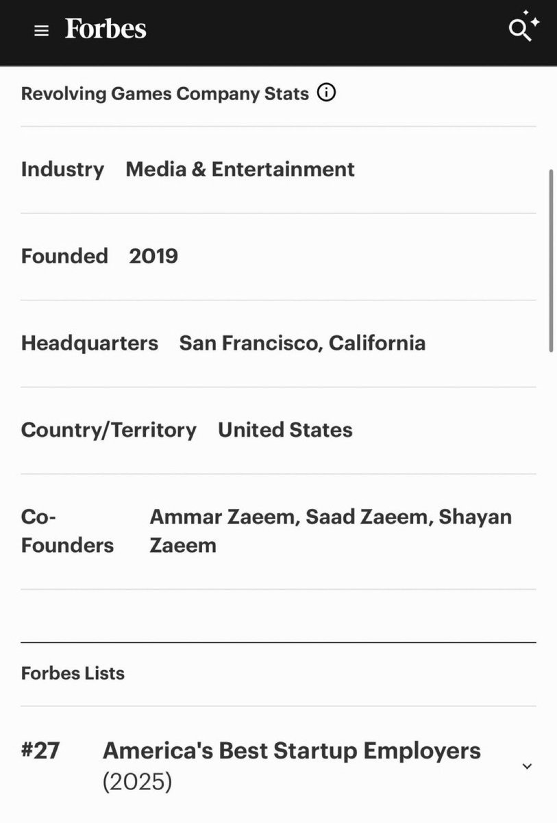 İlk kez bir Web3 projesi, <a href="/Forbes/">Forbes</a>’un en iyi girişimler listesinde ilk 100’e girdi.

<a href="/Revolving_Games/">Revolving Games</a>  
Genel sıralama: 27  
Kendi sektöründe: 1  

<a href="/ammarzaeem/"></a> her zaman kartlarını sona saklar! TGE’ye son 10 gün 💥