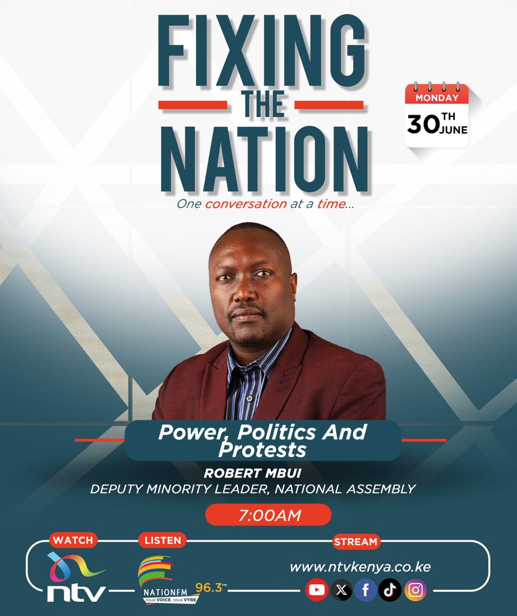 Join me tomorrow, Monday, on NTV  as we try to fix the nation
