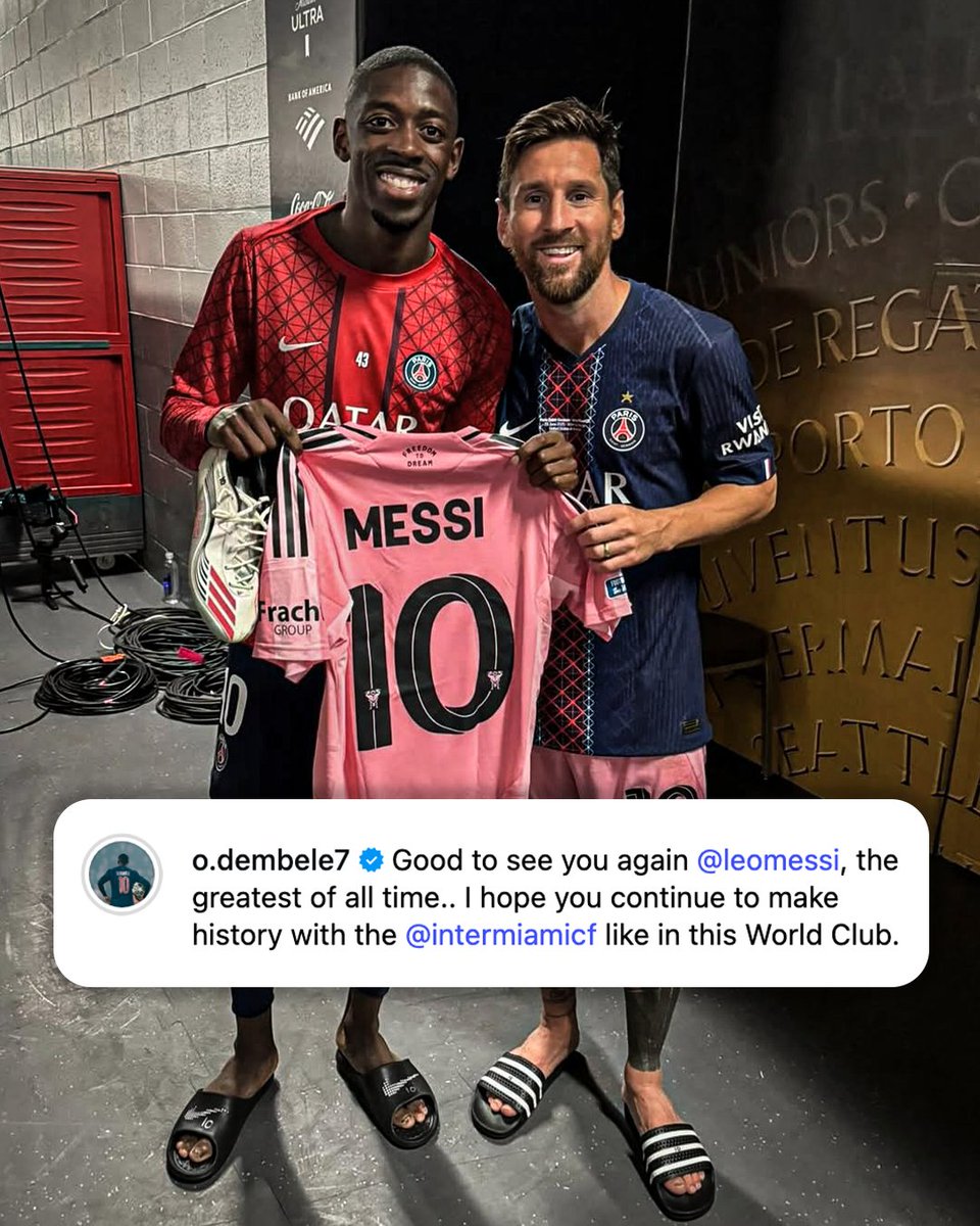ESPNFC's tweet photo. Dembele got Messi's entire kit and Jordi Alba and Luis Suarez's shirts after the match.

Barca connection still strong ❤️💙 https://t.co/m362DYfT2t