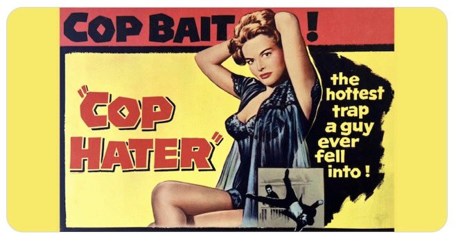 Police Det. Steve Carelli (Robert Loggia) leads the search for a cop killer. But the investigation is hampered by reporter Hank Miller (Gene Miller). And Alice (Shirley Ballard), the sexpot wife of Carelli's partner, isn't making things any easier. "Cop Hater" (1958) #filmnoir