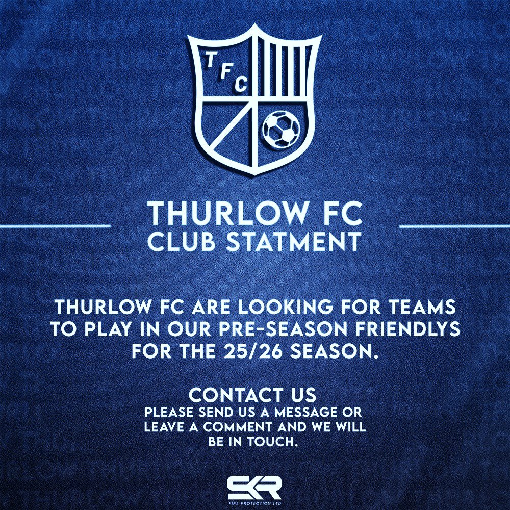 ThurlowMensFC (@fcthurlowmen) on Twitter photo Please get in touch if you fancy a pre season fixture <a href="/CambsLeague/">Cambs County League</a> <a href="/SuffolkFA/">Suffolk Football Association</a> <a href="/E_SBorderLeague/">Essex & Suffolk Border League</a> Please get in touch if you fancy a pre season fixture <a href="/CambsLeague/">Cambs County League</a> <a href="/SuffolkFA/">Suffolk Football Association</a> <a href="/E_SBorderLeague/">Essex & Suffolk Border League</a>