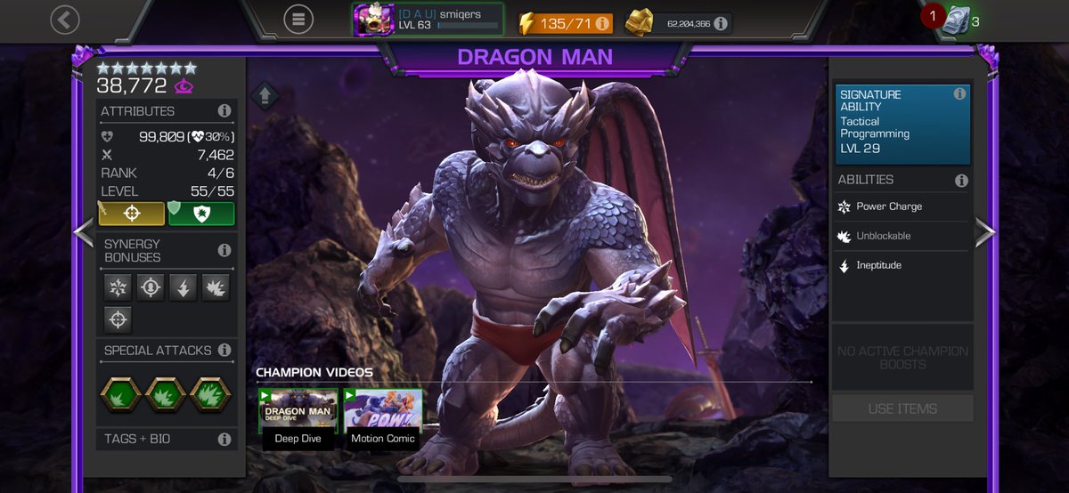 My 4th Rank 4 Champion Is Dragonman 🐲 I Just Love The Older Champs 😂 #mcoc <a href="/MarvelChampions/">Marvel Contest of Champions</a>