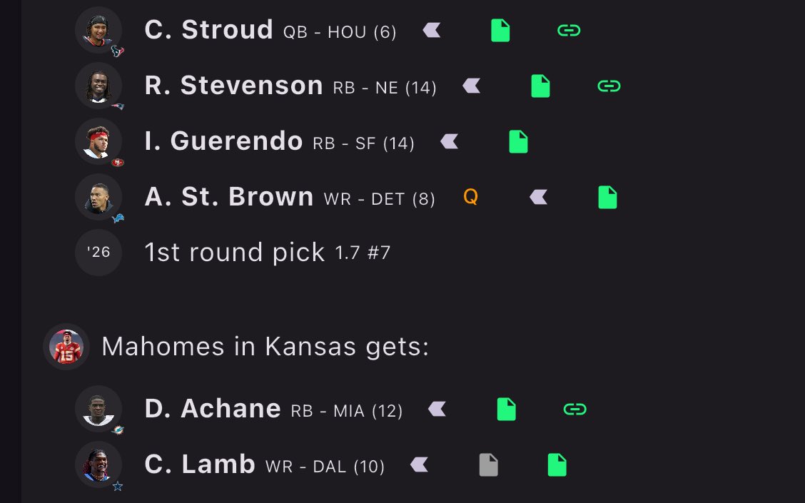 findlay91's tweet photo. @SalVetriDFS Who wins this trade ? https://t.co/aTFVM3WyVj