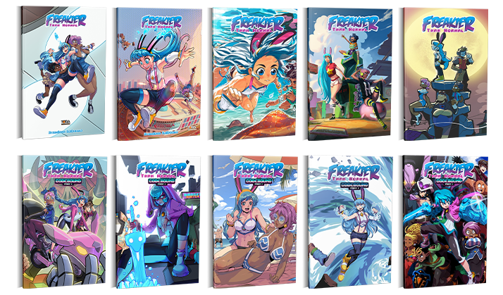 A quick breakdown of the FTN variants cover

Main Cover — The official version
Italian Cover — Exclusive to Tora store in Italy
Bikini Cover — A swimnsuit fan-service cover
Limited Cover — Only available during Kickstarter
Gaming Cover — For video game fans

#KickstarterReads