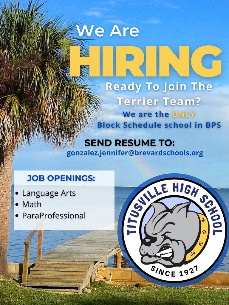 Please share!  Send resumes to Gonzalez.Jennifer@brevardschools.org