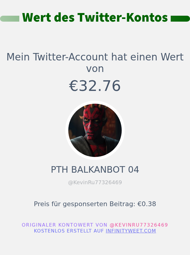 Mein Twitter-Wert ist: €32.76

➡️ infinityweet.com/account-worth?…
