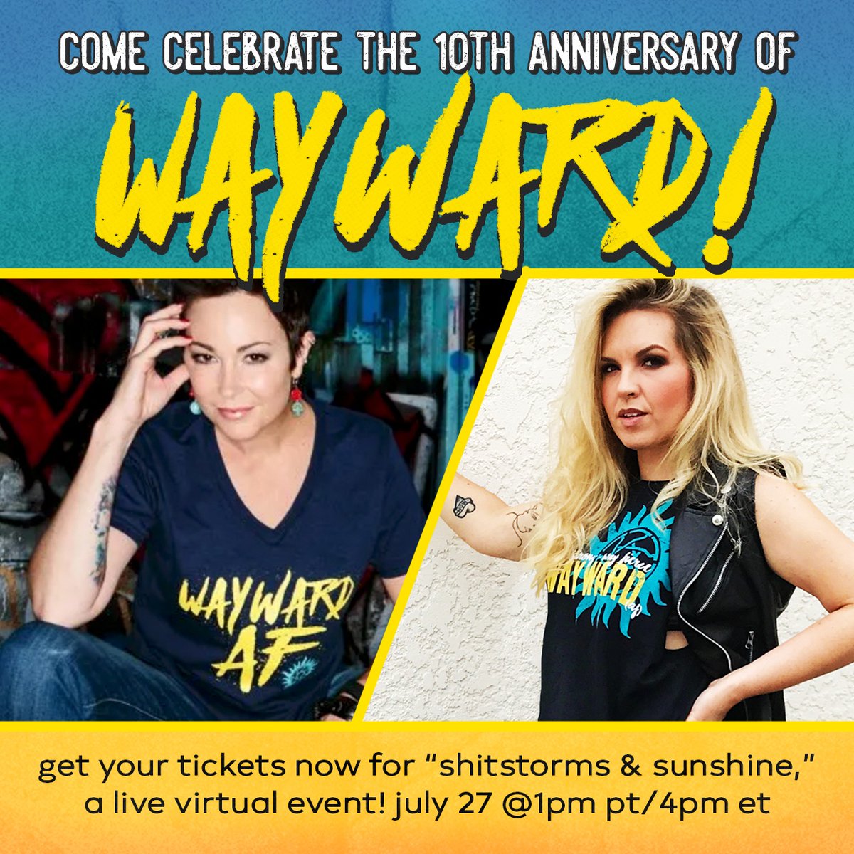 Stands's tweet photo. Are you ready to get Momentus AF!! Celebrate 10 years of Wayward with Kim and Briana in this.... once in a ten year event!! Get your badass on!!! https://t.co/mh6kEPtym8 #WaywardAF #SPNFamily https://t.co/93HtPYDBIE