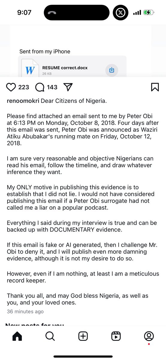 dammiedammie35's tweet photo. Reno Omokri just released the email Peter Obi sent him in 2019 😳🙆🏼‍♂️ https://t.co/Rq2lNIMsVU