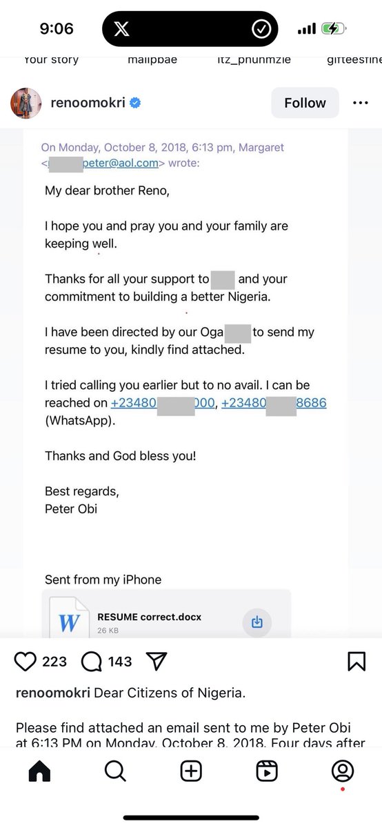 dammiedammie35's tweet photo. Reno Omokri just released the email Peter Obi sent him in 2019 😳🙆🏼‍♂️ https://t.co/Rq2lNIMsVU