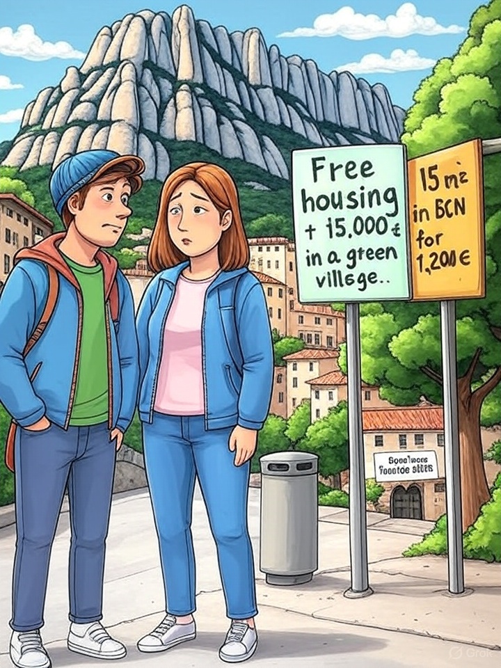 AlexAgrelo's tweet image. 🏡 Vivir a 40 min de #Barcelona, sin pagar #alquiler, con 15.000 € por montar un negocio local.
No es un simulador rural, es #Castellolí.
📍 En Barcelona: 15 m² a precio de riñón.
🛖 ¿Te mudas por trabajo o por sobrevivir?
#Repoblar #Vivienda #BuenosDías  
🧀🌿🚐💶🏘️