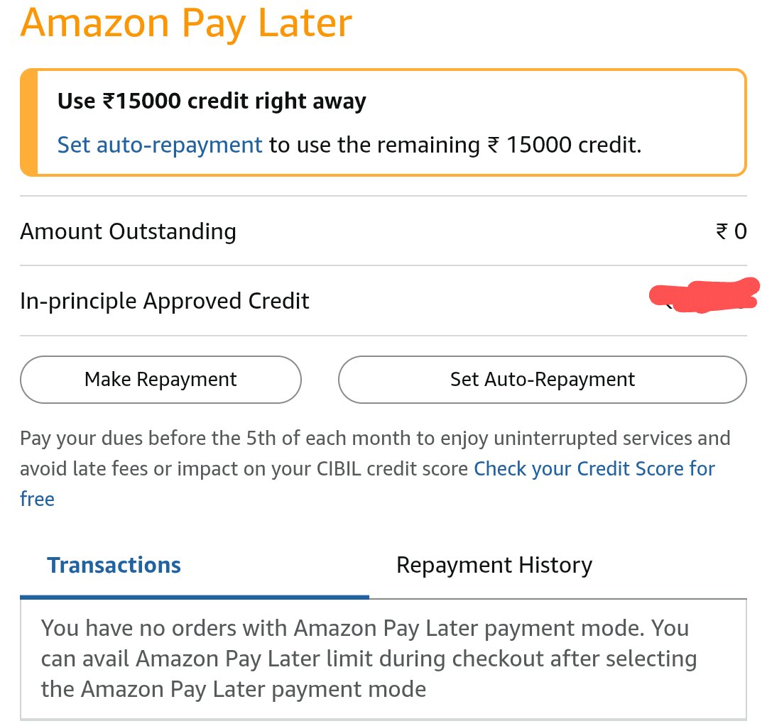 StaThameem's tweet image. Hi  @amazonIN  @AmazonHelp 

Placed an order with Amazon pay later. 
The order got placed but it is not reflecting on the pay later page. 

#Amazon #paylater #axio