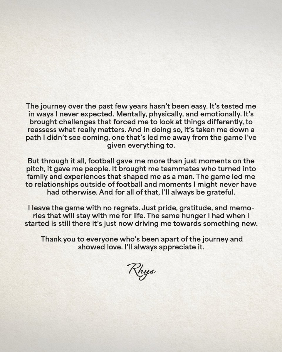 rhysfenlon's tweet photo. One chapter closes, a new one begins. Grateful for the game 🤍 https://t.co/v6JKxYzHJJ