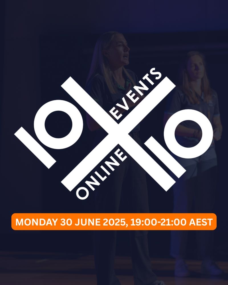 Very last chance to join us tonight for the one and only 10x10 online event from 19:00 AEST. Sign up to the event by 2 PM AEST today to not miss out - 

Register via lnkd.in/ge5gEXHD

Learn more at lnkd.in/ge5gEXHD