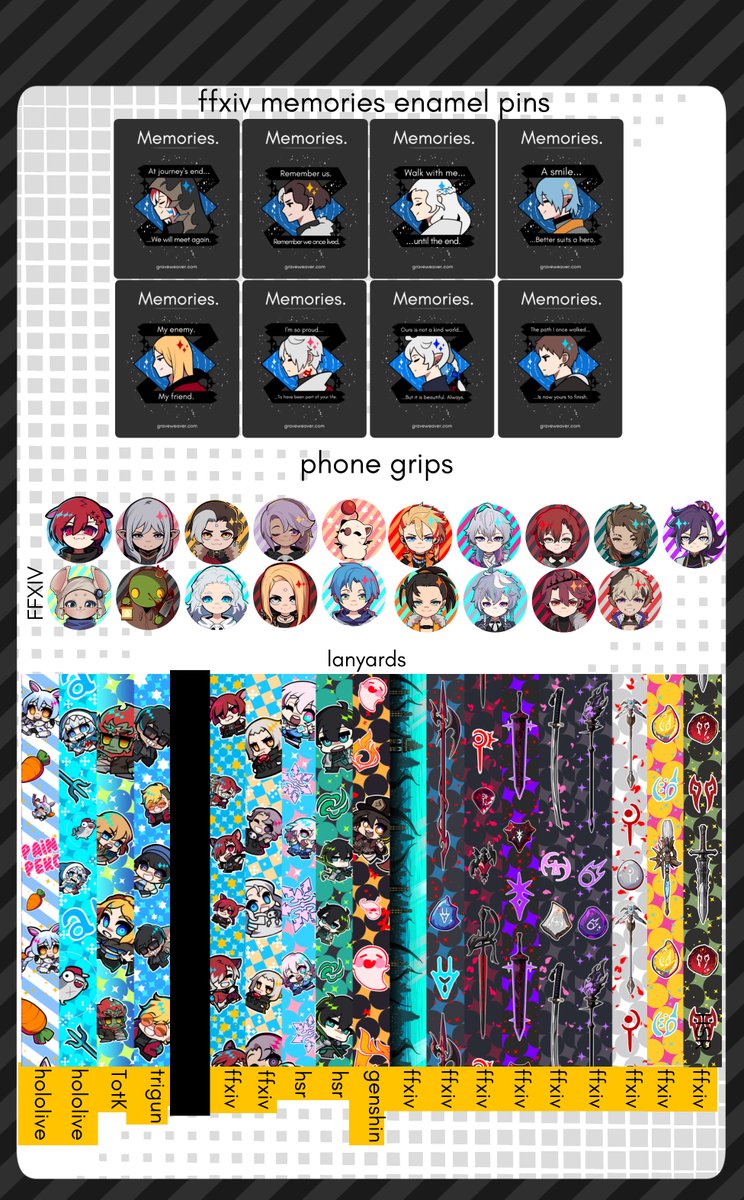 ANIME EXPO CATALOG!!!!!!!!!! 
📍Booth K60
♥️ I'm the Grim Reaper, FFXIV, Vocaloid, Dandadan, Apothecary Diaries, Severance, Arcane, Dungeon Meshi, BG3, Frieren, Hololive, Genshin, HSR, Trigun

More info in 🧵⤵️
#AX2025ArtistAlley #AXArtistAlley2025 #AXcatalog