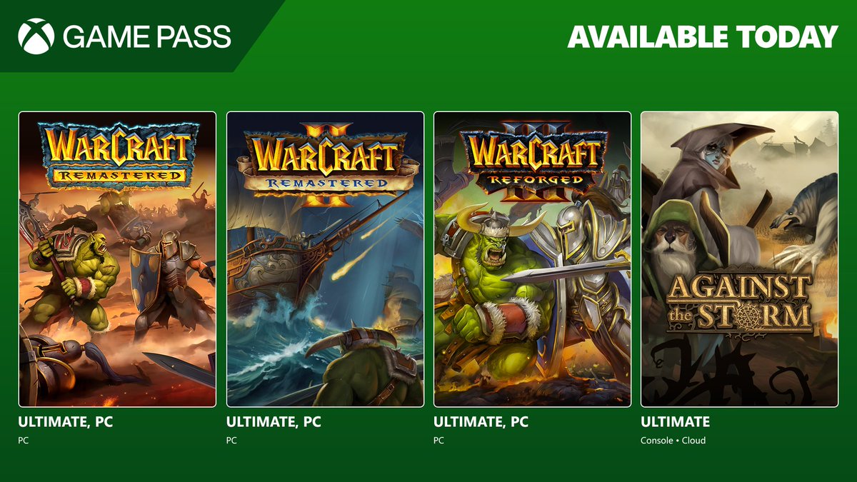 Available now on #GamePass:
#Warcraft #Warcraft2 #Warcraft3 #AgainstTheStorm 

#Geekbr0s #Podcast #GamingNews #Blizzard #InterplayProductions #EremiteGames #HoodedHorse #Microsoft #Xbox #SeriesS #SeriesX #PC #Windows #Cloud #Gaming #Gamers #GamerGuys #GamerGirls #GameShoutOuts