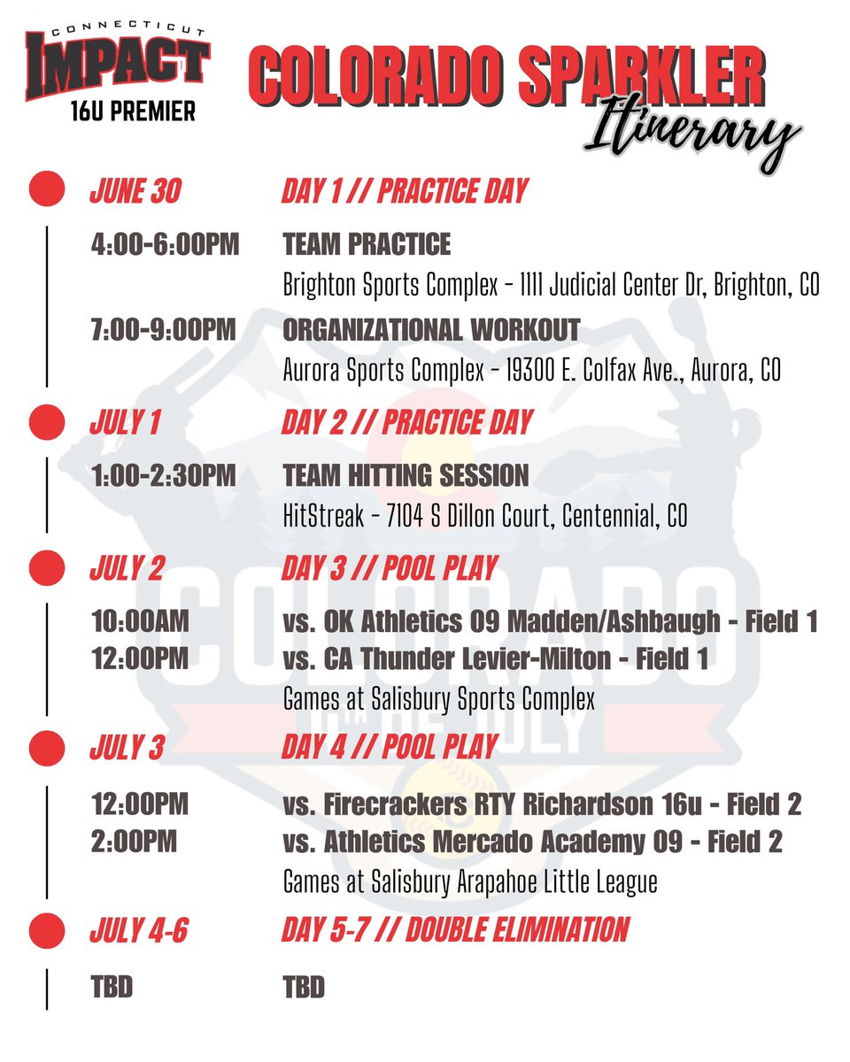 Time to get ready for Colorado!! Here is a look at our week ahead! After a strong Team NJ showing we look to take that momentum into our pool play games this week! We are ready to #makeanimpact