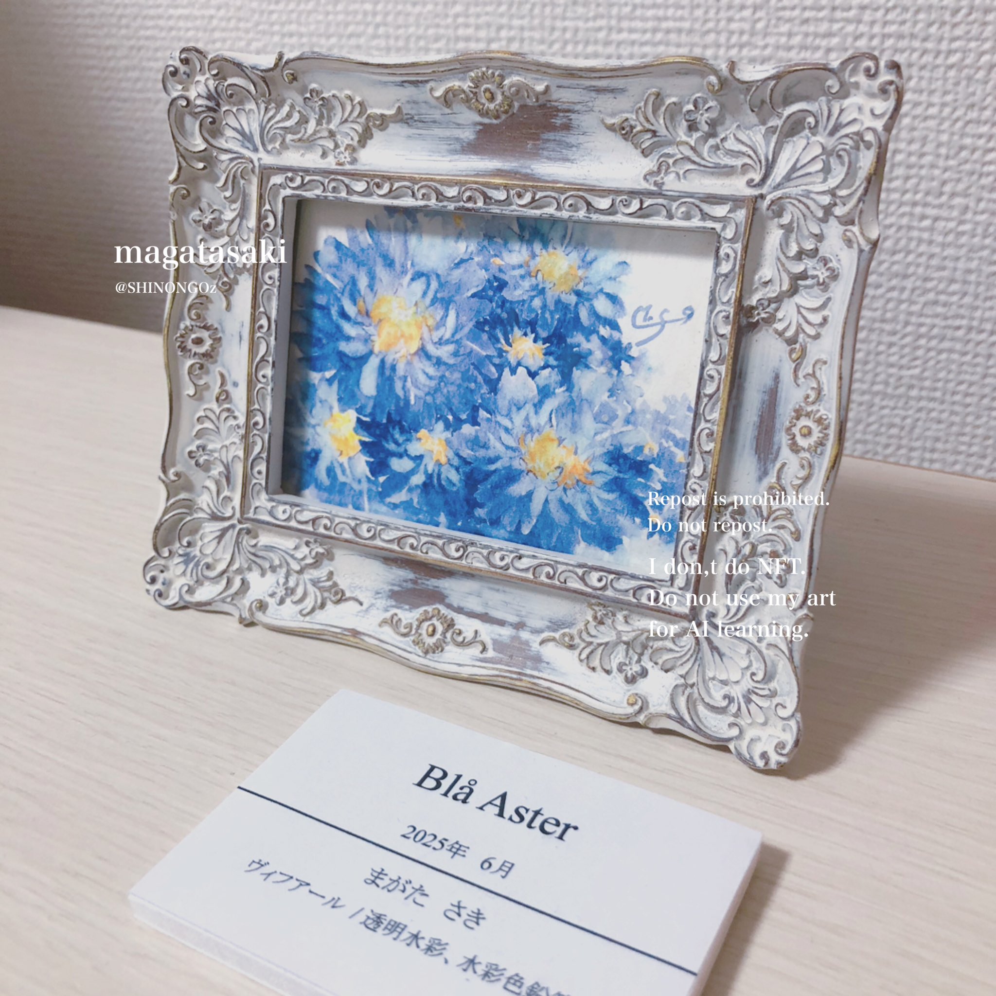 花の水彩画 2025年額装済み