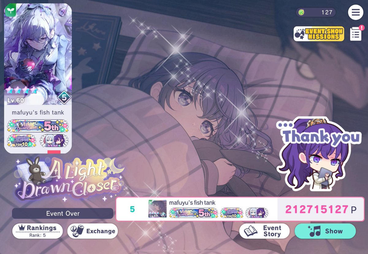 bugmafuyu's tweet image. a light drawn closer 🌙
T5 — 212,715,127
i truly appreciate all the support that went into making this happen. there were a lot of hard times but we did this together 🩷 i’m grateful that i was able to get a pink title for my oshi! i’ll always love mafuyu (& porter) 💫