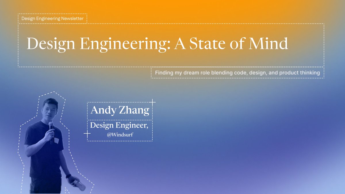 mathurah (@mathurahravi) on Twitter photo everyone gets into design engineering through wildly different paths
excited to kick off a new <a href="/designengclub/">design eng club</a> series sharing those stories - starting with <a href="/andyzg3/">Andy Zhang</a> 's journey to design eng at windsurf
read here: blog.designeng.club/p/design-engin… everyone gets into design engineering through wildly different paths
excited to kick off a new <a href="/designengclub/">design eng club</a> series sharing those stories - starting with <a href="/andyzg3/">Andy Zhang</a> 's journey to design eng at windsurf
read here: blog.designeng.club/p/design-engin…